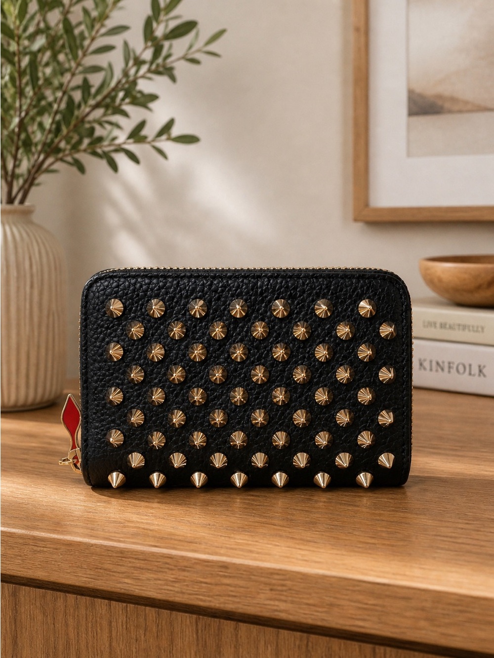 ✨Christian Louboutin Panettone Black Zip Card Case  Like New